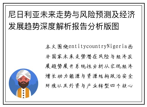 尼日利亚未来走势与风险预测及经济发展趋势深度解析报告分析版图 尼日利亚未来走势与风险预测及经济发展趋势深度解析报告分析版图